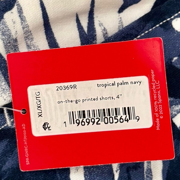 NWT Spanx On the Go Print 4-Inch Shorts Tropical Print NV Size XL‎ - Picture 6 of 9